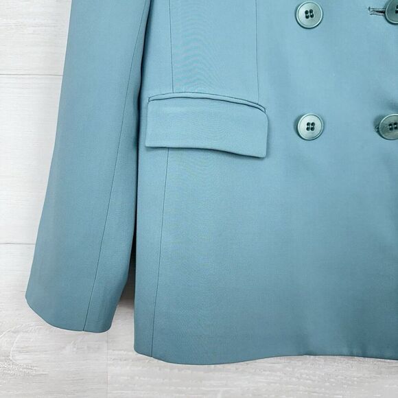 Tibi Steward Oversized Double Breasted Blazer Size 2 Seafoam Green Stretch Crepe - Picture 5 of 16